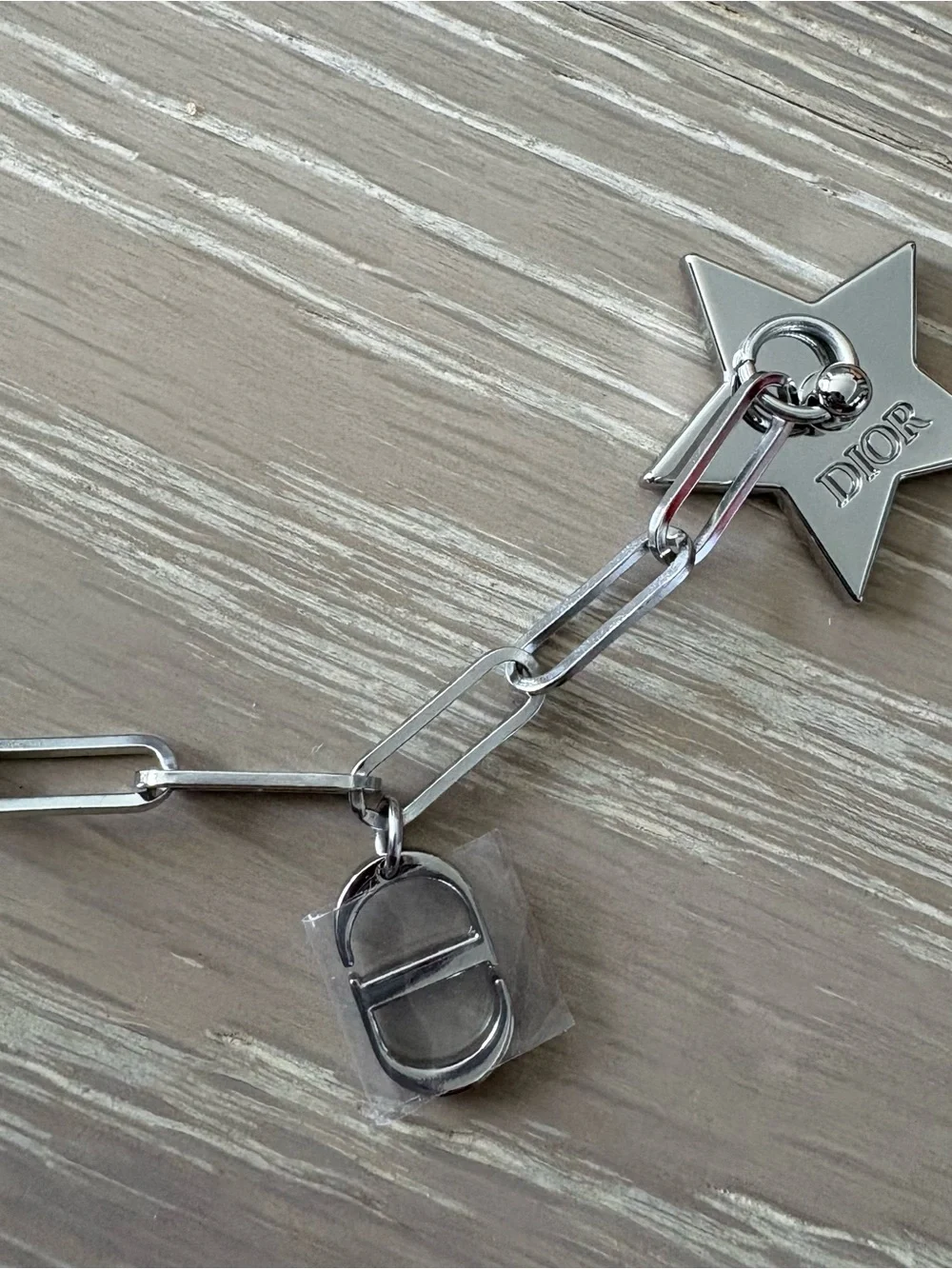 Dior Silver-Tone Star & Logo Charm Chain Phone strap